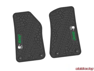 2 Pieces Black w/ Green "JEEP" w/ White "Wave" Insert Tire Tread/Scorched Earth Scene w/ JEEP Wave Insert Jeep Wrangler JL 2 Door | Gladiator 2018-2024 - NGTT06052991