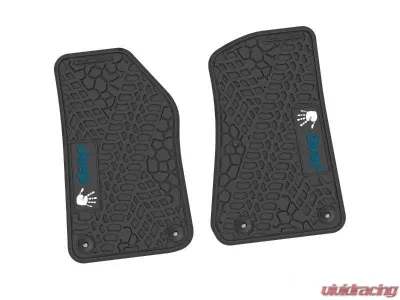 2 Pieces Black w/ Dark Blue "JEEP" w/ White "Wave" Insert Tire Tread/Scorched Earth Scene w/ JEEP Wave Insert Jeep Wrangler JL 2 Door | Gladiator 2018-2024 - NGTT06052992