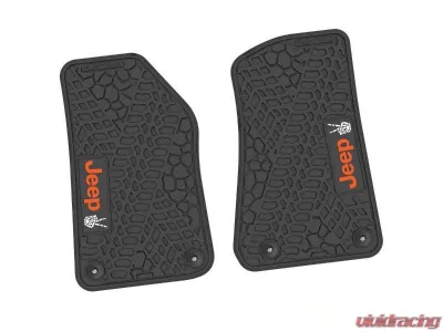 2 Pieces Black w/ Orange "JEEP" w/ White "Peace" Insert Tire Tread/Scorched Earth Scene w/ JEEP Peace Sign Insert Jeep Wrangler JL 2 Door | Gladiator 2018-2024 - NGTT06053990