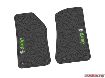 2 Pieces Black w/ Lime "JEEP" w/ White "Peace" Insert Tire Tread/Scorched Earth Scene w/ JEEP Peace Sign Insert Jeep Wrangler JL 2 Door | Gladiator 2018-2024 - NGTT06053995