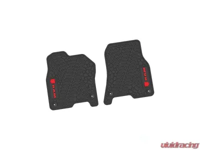 2 Pieces Black w/ Red Insert Tire Tread/Scorched Earth Scene w/ RAM Head & Text Logo Insert Ram 1500 2019-2024 - NGTT16010977