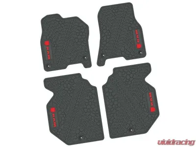 4 Pieces Grey w/ Red Insert Tire Tread/Scorched Earth Scene w/ RAM Head & Text Logo Insert Ram 1500 Crew Cab 2019-2024 - NGTT17010877