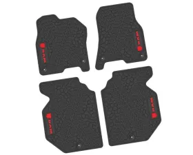 4 Pieces Black w/ Red Insert Tire Tread/Scorched Earth Scene w/ RAM Head & Text Logo Insert Ram 1500 Crew Cab 2019-2024