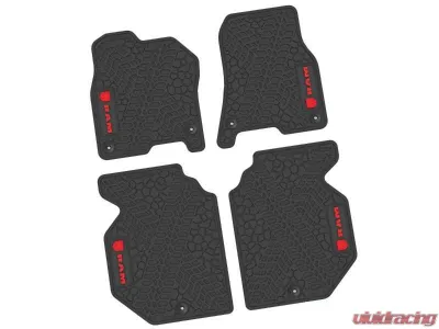 4 Pieces Black w/ Red Insert Tire Tread/Scorched Earth Scene w/ RAM Head & Text Logo Insert Ram 1500 Crew Cab 2019-2024 - NGTT17010977