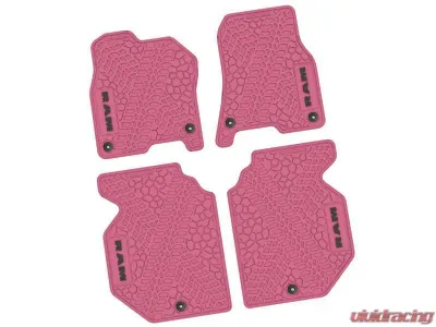 4 Pieces Pink w/ Black Insert Tire Tread/Scorched Earth Scene w/ RAM Logo & Text Insert Ram 1500 Crew Cab 2019-2024 - NGTT17016600