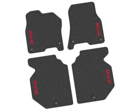 4 Pieces Black w/ Red Insert Tire Tread/Scorched Earth Scene w/ RAM Logo & Text Insert Ram 1500 Crew Cab 2019-2024