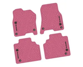4 Pieces Pink w/ Black Insert Tire Tread/Scorched Earth Scene w/ RAM Head & Text Logo Insert Ram 1500 Quad Cab 2019-2024