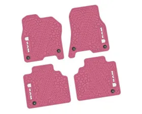 4 Pieces Pink w/ White Insert Tire Tread/Scorched Earth Scene w/ RAM Head & Text Logo Insert Ram 1500 Quad Cab 2019-2024