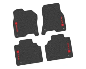 4 Pieces Black w/ Red Insert Tire Tread/Scorched Earth Scene w/ RAM Head & Text Logo Insert Ram 1500 Quad Cab 2019-2024