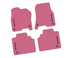 4 Pieces Pink w/ Black Insert Tire Tread/Scorched Earth Scene w/ RAM Logo & Text Insert Ram 1500 Quad Cab 2019-2024