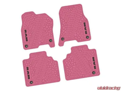 4 Pieces Pink w/ Black Insert Tire Tread/Scorched Earth Scene w/ RAM Logo & Text Insert Ram 1500 Quad Cab 2019-2024 - NGTT18016600
