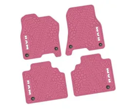 4 Pieces Pink w/ White Insert Tire Tread/Scorched Earth Scene w/ RAM Logo & Text Insert Ram 1500 Quad Cab 2019-2024
