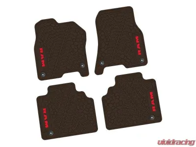 4 Pieces Brown w/ Red Insert Tire Tread/Scorched Earth Scene w/ RAM Logo & Text Insert Ram 1500 Quad Cab 2019-2024 - NGTT18016777
