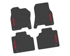 4 Pieces Black w/ Red Insert Tire Tread/Scorched Earth Scene w/ RAM Logo & Text Insert Ram 1500 Quad Cab 2019-2024