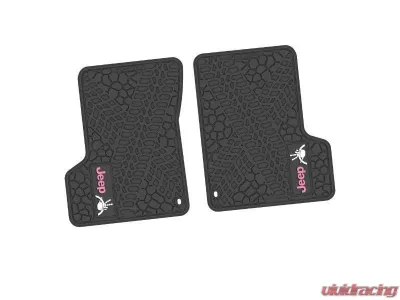2 Pieces Black w/ Pink "JEEP" w/ White "Wave" Insert Tire Tread/Scorched Earth Scene w/ JEEP Wave w/ Wheel Insert Jeep Wrangler TJ | LJ 2 Door 1997-2006 - NGTT43051989