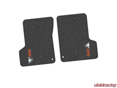 2 Pieces Black w/ Orange "JEEP" w/ White "Wave" Insert Tire Tread/Scorched Earth Scene w/ JEEP Wave w/ Wheel Insert Jeep Wrangler TJ | LJ 2 Door 1997-2006 - NGTT43051990