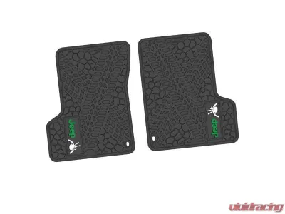 2 Pieces Black w/ Green "JEEP" w/ White "Wave" Insert Tire Tread/Scorched Earth Scene w/ JEEP Wave w/ Wheel Insert Jeep Wrangler TJ | LJ 2 Door 1997-2006 - NGTT43051991