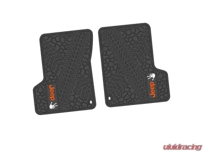 2 Pieces Black w/ Orange "JEEP" w/ White "Wave" Insert Tire Tread/Scorched Earth Scene w/ JEEP Wave w/o Wheel Insert Jeep Wrangler TJ | LJ 2 Door 1997-2006 - NGTT43066990