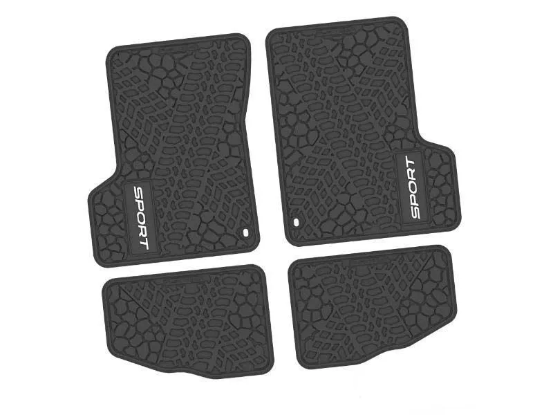 4 Pieces Black w/ White Insert Tire Tread/Scorched Earth Scene w/ SPORT Insert Jeep Wrangler TJ | LJ 2 Door 2003-2006 - NGTT44044948