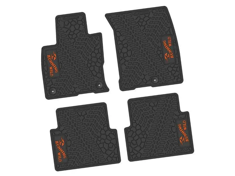 4 Pieces Black w/ Orange Insert Tire Tread/Scorched Earth Scene w/ Running Wild Insert Ford Bronco Sport 2021-2025 - NGTT52059973