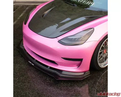 Street Aero Front Splitter Tesla Model 3 w/ Aftermarket Front Lip 2017-2023 - s-fsa-tes-02