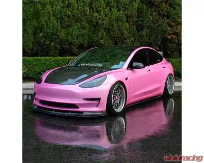 Street Aero Front Splitter Tesla Model 3 w/ Aftermarket Front Lip 2017-2023 - s-fsa-tes-02