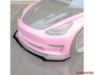 Street Aero Front Splitter Tesla Model 3 w/ Aftermarket Front Lip 2017-2023 - s-fsa-tes-02