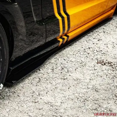 Street Aero Cross Faded Side Skirt Splitter Set Ford Mustang 2005-2009 - s-ssa-frd-009-cf-s75