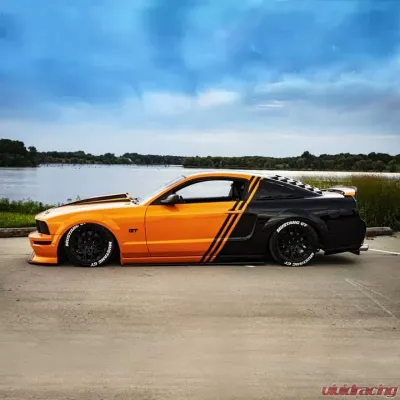 Street Aero Cross Faded Side Skirt Splitter Set Ford Mustang 2005-2009 - s-ssa-frd-009-cf-s75