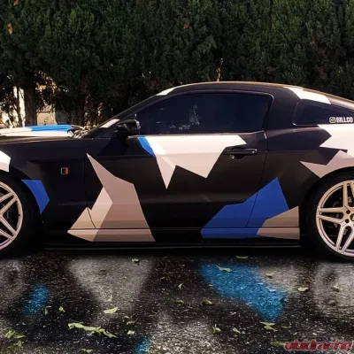 Street Aero Cross Faded Side Skirt Splitter Set Ford Mustang Roush 2013-2014 - s-ssa-frd-010-cf-s75