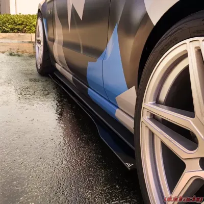 Street Aero Cross Faded Side Skirt Splitter Set Ford Mustang Roush 2013-2014 - s-ssa-frd-010-cf-s75