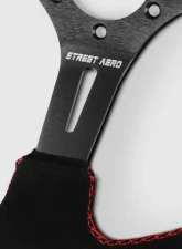 Street Aero Suede Brushed Aluminum Steering Wheel - Red Stitched                                     - ssw0321 - Image 3