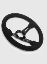 Street Aero Suede Brushed Aluminum Steering Wheel - Black Stitched                                     - ssw0421 - Image 5