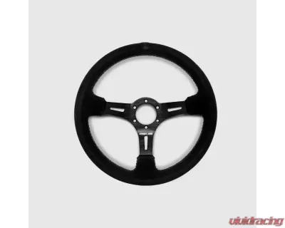 Street Aero Suede Brushed Aluminum Steering Wheel - Black Stitched - ssw0421