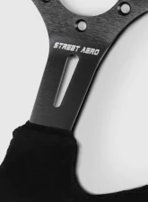 Street Aero Suede Brushed Aluminum Steering Wheel - Black Stitched                                     - ssw0421 - Image 3