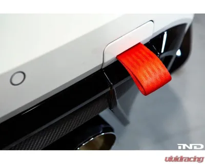 Fall-Line Motorsports Black Tow Strap - Rear BMW G8X M2 | M3 | M4 - FLM-E9X-3TSTR-RED