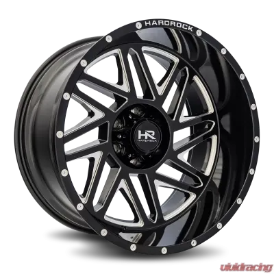 Hardrock Offroad Bones XPosed Aluminum Wheel 24x14 5x127 | 5x5 -76 78.1 Gloss Black Milled - H501-241473176BM