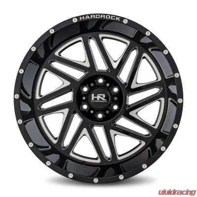 Hardrock Offroad Bones XPosed Aluminum Wheel 24x14 6x139.7 -76 108 Gloss Black Milled - H501-241483176BM