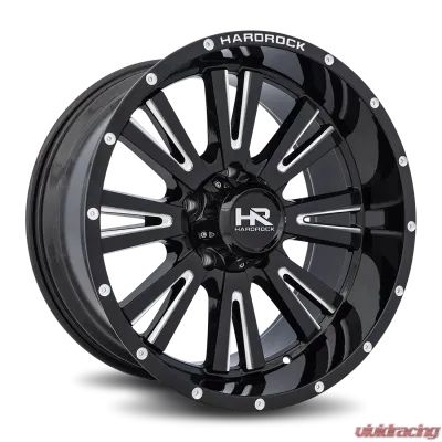 Hardrock Offroad Spine XPosed Aluminum Wheel 20x10 6x135 -19 87.1 Gloss Black Milled - H503-201036119BM