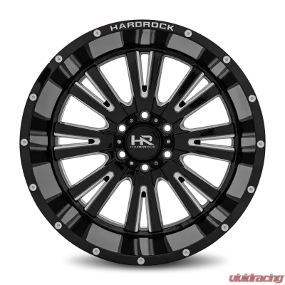Hardrock Offroad Spine XPosed Aluminum Wheel 20x12 5x150 -44 110.3 Gloss Black Milled - H503-201250144BM