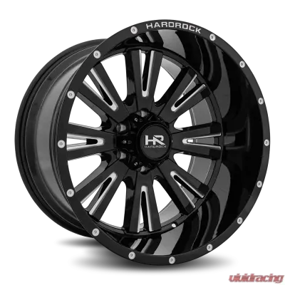 Hardrock Offroad Spine XPosed Aluminum Wheel 20x12 8x165.1 -44 125.2 Gloss Black Milled - H503-201281144BM