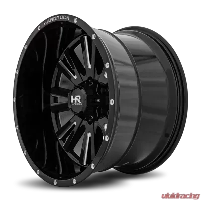 Hardrock Offroad Spine XPosed Aluminum Wheel 20x12 8x165.1 -44 125.2 Gloss Black Milled - H503-201281144BM