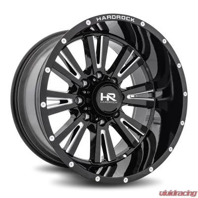 Hardrock Offroad Spine XPosed Aluminum Wheel 22x12 5x127 | 5x5 -44 78.1 Gloss Black Milled - H503-221273144BM