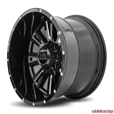 Hardrock Offroad Spine XPosed Aluminum Wheel 22x12 5x127 | 5x5 -44 78.1 Gloss Black Milled - H503-221273144BM