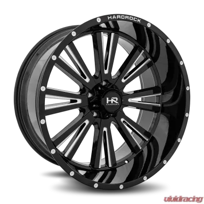 Hardrock Offroad Spine XPosed Aluminum Wheel 24x12 5x127 | 5x5 -44 78.1 Gloss Black Milled - H503-241273144BM
