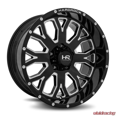 Hardrock Offroad Slammer XPosed Aluminum Wheel 20x10 8x170 -19 125.2 Gloss Black Milled - H504-201070119BM