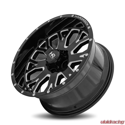 Hardrock Offroad Slammer XPosed Aluminum Wheel 20x10 8x170 -19 125.2 Gloss Black Milled - H504-201070119BM