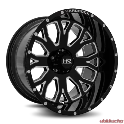 Hardrock Offroad Slammer XPosed Aluminum Wheel 20x12 5x150 -44 110.3 Gloss Black Milled - H504-201250144BM