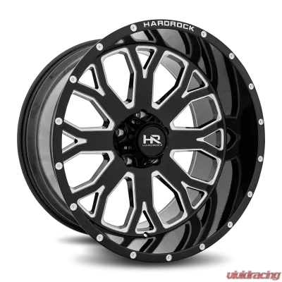 Hardrock Offroad Slammer XPosed Aluminum Wheel 22x12 8x170 -44 125.2 Gloss Black Milled - H504-221270144BM