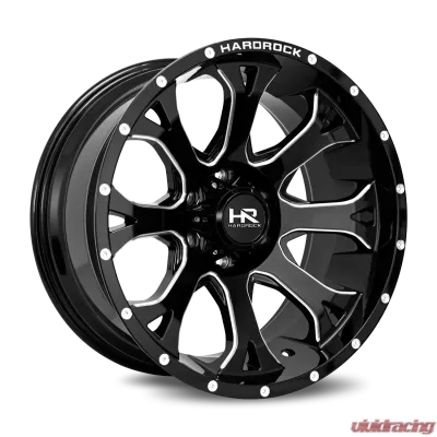 Hardrock Offroad BloodShot Xposed Aluminum Wheel 20x12 6x135 -44 87.1 Gloss Black Milled - H505-201236144BM